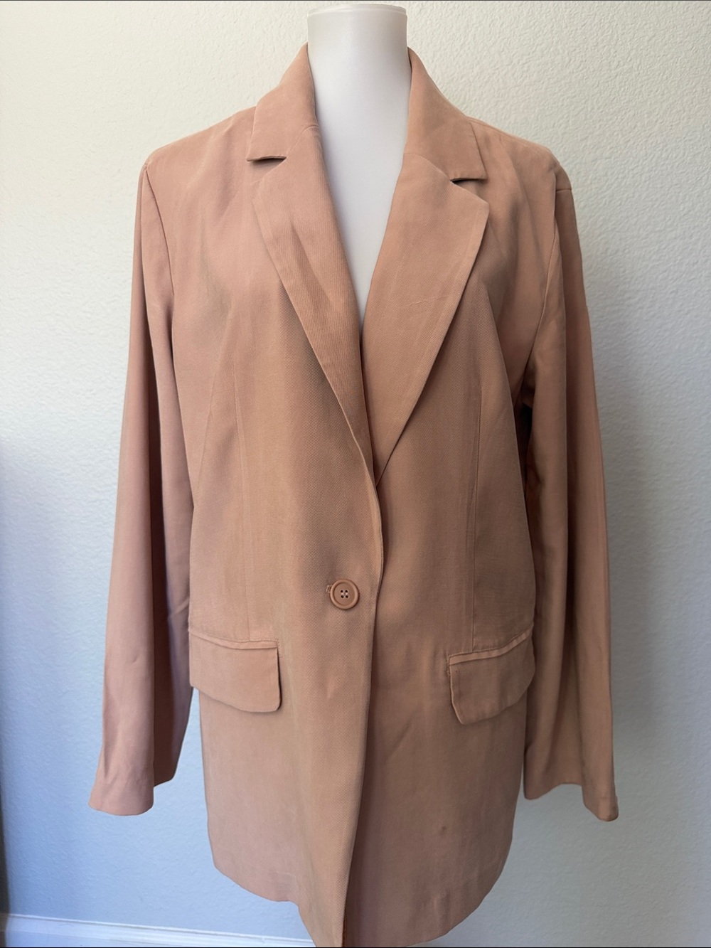 Open Edit beige/nude size medium Women's Single-Button Blazer Jacket